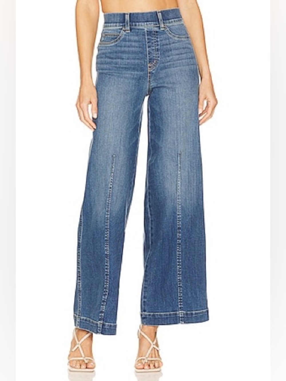 Spanx Seamed Front Wide Leg Jean in Vintage Indigo Size Medium